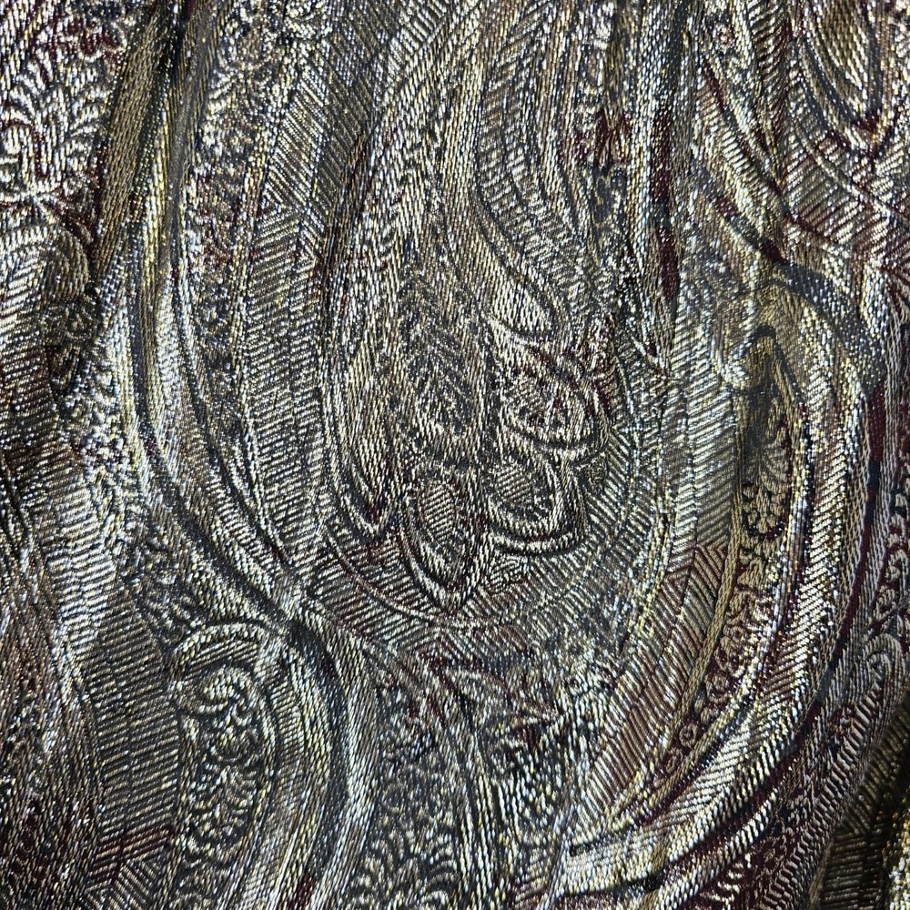 J.Crew Collection Gold Metallic Silk Paisley Skirt 8 Shimmer Cocktail Elegant - Picture 11 of 13